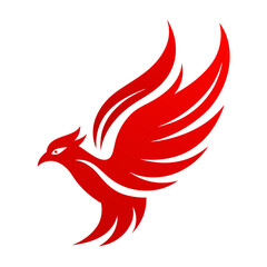 Abstract Crimson Flame Bird with Vivid Motion Trails and Sharply Defined Wings