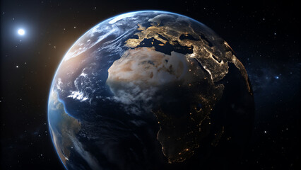 Detailed view of Earth planet seen from space provides a powerful visual for global business presentations and technology themes.