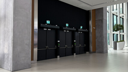 Sleek modern fire exits echoing urban sanctuary, aligned for National Preparedness Month or...