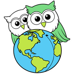 Fototapeta premium owl with globe