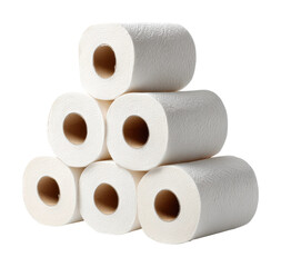 Stacked white paper towels in kitchen household supplies clean environment view isolated on transparent background