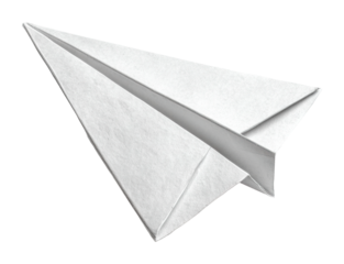 Creative paper airplane launching event space minimalist environment view isolated on transparent background