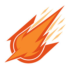 Obraz premium Clean fireball in motion with layered contour trails on a triangular badge with burn texture