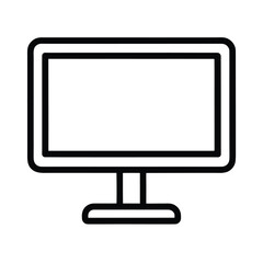 Computer Monitor With Stand Outline Vector Illustration