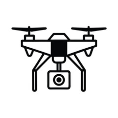 Drone With Camera Outline Vector Illustration