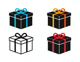 A vector illustration of a set of colorful gift boxes with ribbons and bows, perfect for any celebration