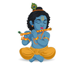 festival of happy shree krishna janmashtami on transparent background