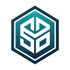 Abstract Monogram in Hex Badge with Futuristic Depth and Light