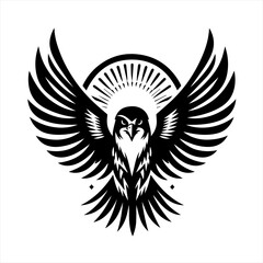 Obraz premium Vector art of a falcon with wings spread