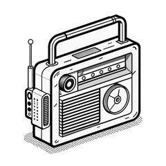 retro radio isolated on white