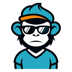 Funky Urban Monkey Character in Bright Pastel Line Art
