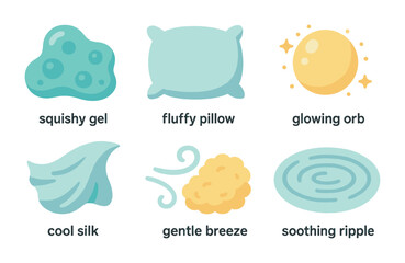 Naklejka premium Colorful Sensory Textures. Flat vector mini-illustrations Sensory textures for dreams in colors children's