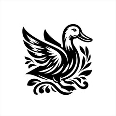 Obraz premium Vector art of stylized duck with ornate feathers