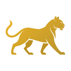 Golden Tiger Silhouette with Raised Tail in Luxury Minimal Design