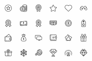 A clean vector bundle illustrating reward incentives and user benefits. Ideal for e-commerce rewards programs, affiliate platforms, or loyalty dashboards