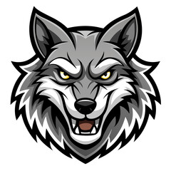 Monochrome Grey Wolf Mascot with Clean Lines and Vector Logo Base
