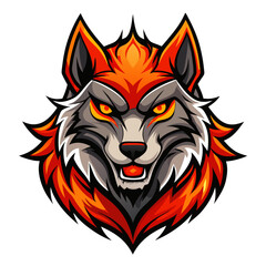 Stylized Warrior Wolf with Glowing Accents and Fierce Vector Gaze