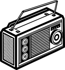 retro radio isolated on white