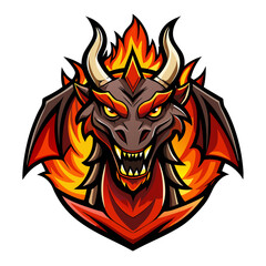 Sleek Fire-Dragon Mascot with Embers and Crest-Ready Vector Form