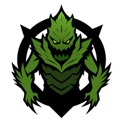 Swampy Mutant Beast with Foliage Texture inside Toxic Vector Emblem