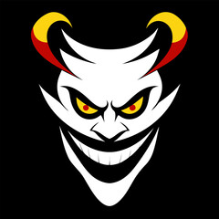 Twisted Clown with Jagged Smile and Yellow-Red Eyes on Black