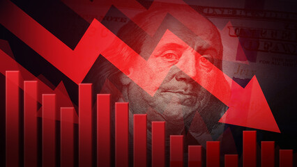 Down Arrow stock market dollar business financial inflation