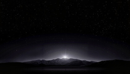 Fototapeta premium Stunning night sky filled with stars above mountain range in dark setting. Night sky displays celestial beauty and tranquil scenery, creating peaceful and evocative atmosphere.