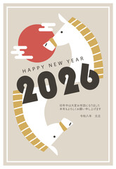 2026年　午年の年賀状　テンプレート