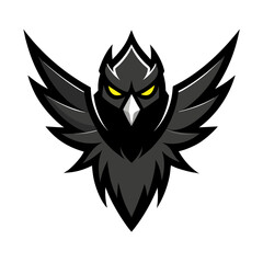 Symmetrical Predator Bird Emblem with Shadowed Feather Detail