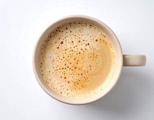 Minimalist still life featuring a creamy cappuccino in a soft beige ceramic cup