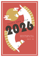 2026年　午年の年賀状　テンプレート