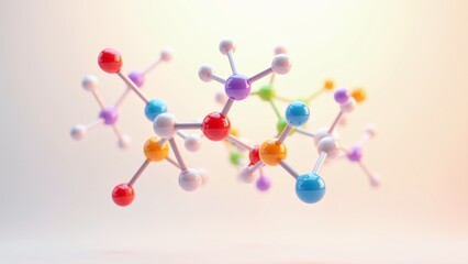 3D Rendering of Colorful Chemical Elements Floating Against Neutral Backdrop
