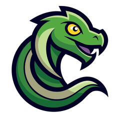Cartoon Reptile Crest with Horn and Narrow Eyes for Fantasy Logo