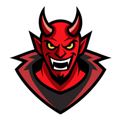 Playful Devil Mascot with Bold Shadow in Esport Crest Style