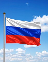 Russian flag waving in a clear sky