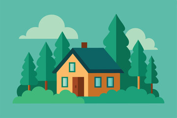 Fototapeta premium vector illustration of a cozy countryside house su.eps