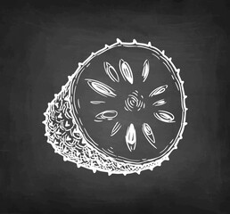 Sliced soursop chalk sketch.