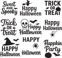 Festive halloween illustration with classic elements and bold colors