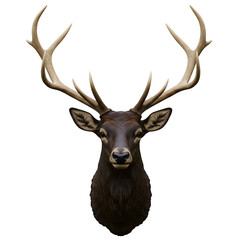 Realistic deer head with antlers, perfect for stylish interior decor. 4K isolated image on white background, ideal for design, print, or digital projects.
