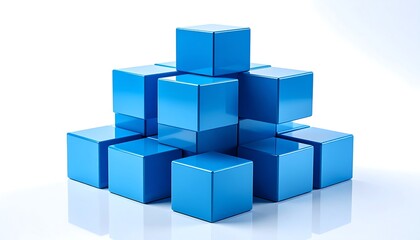 Fototapeta premium Stack of glossy blue cubes
