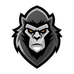 Grayscale Gorilla Head with Glow Highlights and Shadow Depth for Dominant Vector Branding