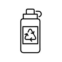 ESG Icon. Reusable water bottle with recycling symbol in minimalist line design  