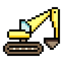 Fototapeta premium Excavator in pixel art style