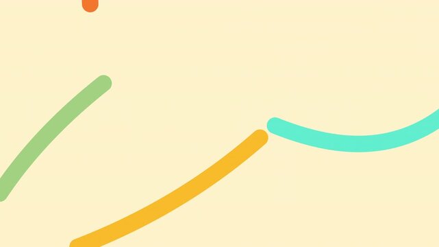 Abstract looping animation of colorful curved lines moving organically on a light background. Playful and minimal motion design, perfect for creative video intros, background loops