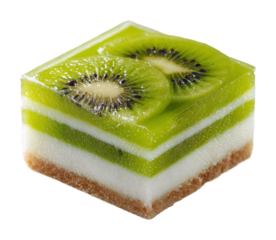Delicious kiwi layered dessert recipe kitchen food bright top view isolated on transparent background