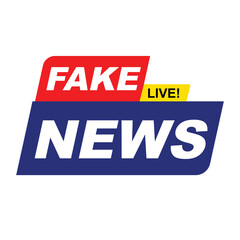 Red FAKE NEWS live logo design for social network platform badge vector icon. Warning symbol for misinformation, disinformation, and media hoaxes. For awareness or media-related content