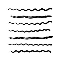 Set of wavy horizontal lines. Marker hand-drawn line border set and scribble design elements. Lines hand drawn paint brush stroke. Vector set isolated .