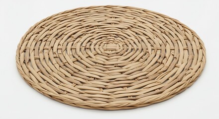 Obraz premium Woven round placemat with circular pattern light brown