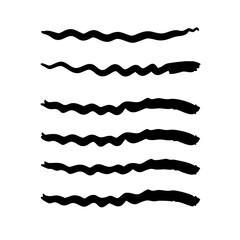 Set of wavy horizontal lines. Marker hand-drawn line border set and scribble design elements. Lines hand drawn paint brush stroke. Vector set isolated .