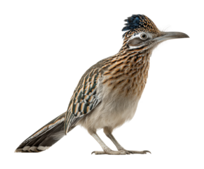 Fast road runner bird in natural habitat wildlife isolated on transparent background